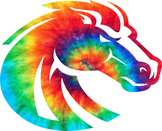 Denver Broncos rainbow spiral tie-dye logo vinyl decal